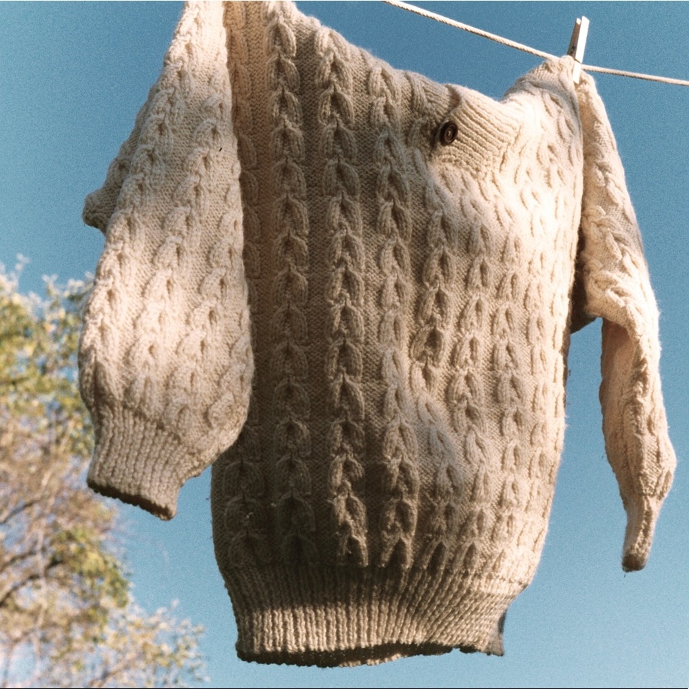 Vintage Wool Fisherman Sweater with Button